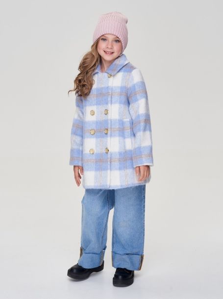 Фото7: картинка 684.20 Пальто со съемным воротником, крупная клетка, голубой-экрю Choupette - одевайте детей красиво!