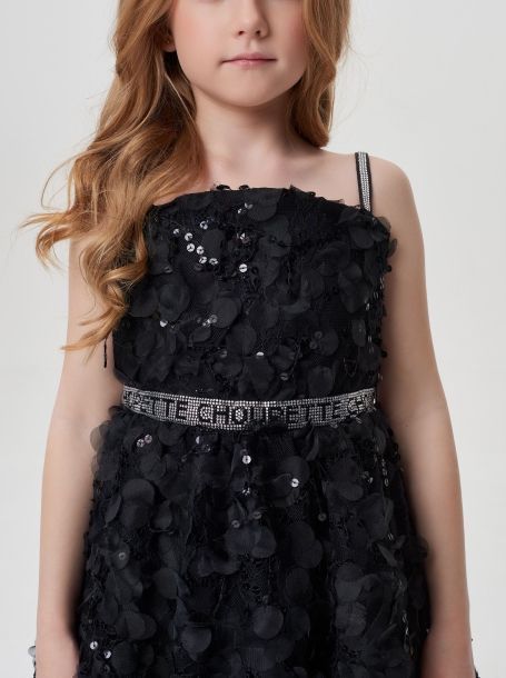 Фото5: картинка 1568.43 Платье Церемония из кружевной ткани с пайетками, черный блеск Choupette - одевайте детей красиво!