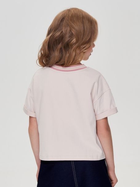 Фото4: картинка 31.106 Джемпер-футболка с V-образной горловиной, сливочный Choupette - одевайте детей красиво!
