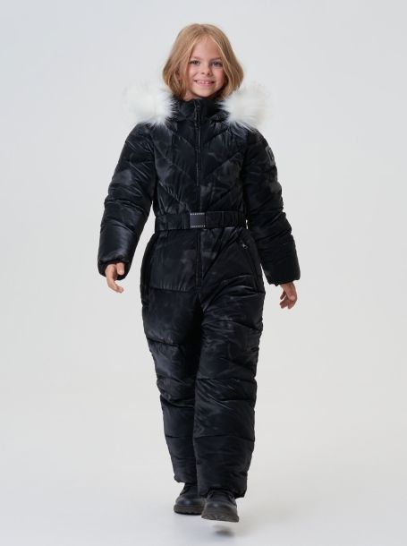 Фото3: картинка 762.20 Комбинезон утепленный на синтепухе с искусственной меховой опушкой, сияющий черный Choupette - одевайте детей красиво!