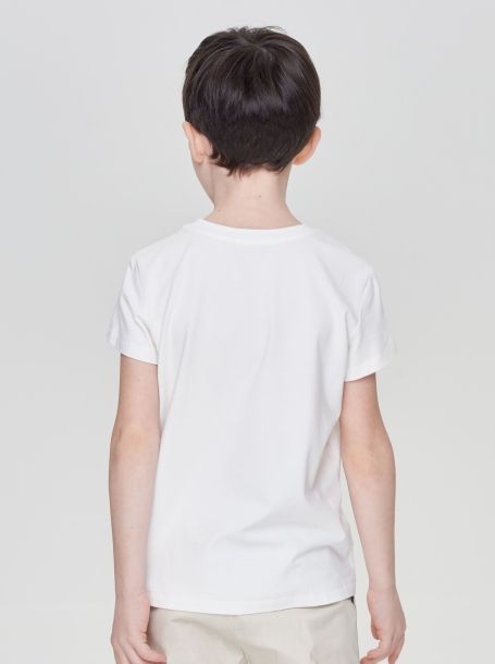Фото3: Белая футболка с принтом для мальчика