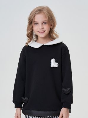 Фото1: картинка 71.116 Толстовка с объемным декором, черный Choupette - одевайте детей красиво!