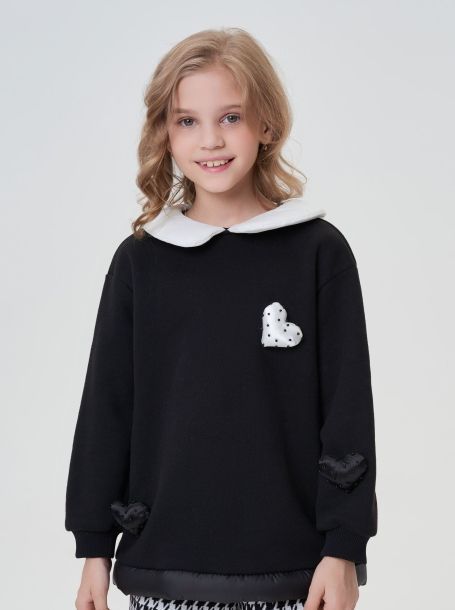 Фото1: картинка 71.116 Толстовка с объемным декором, черный Choupette - одевайте детей красиво!
