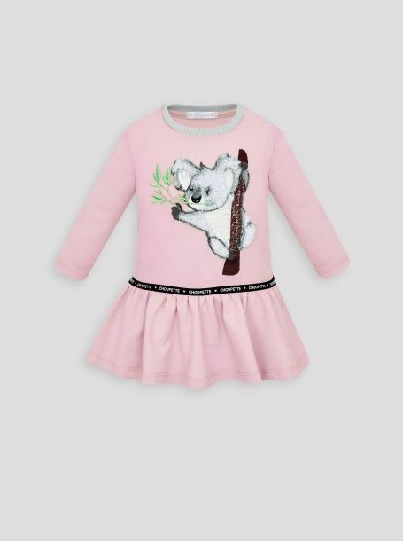 Фото1: картинка 53.108 Платье из футера с аппликацией, розовый Choupette - одевайте детей красиво!