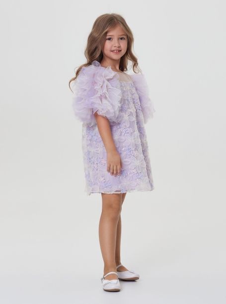 Фото2: картинка 1564.43 Платье Церемония с кружевными цветами и пайетками, сиреневый/экрю Choupette - одевайте детей красиво!