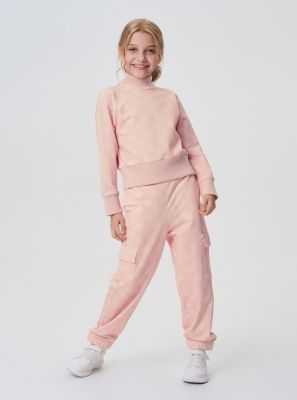 Фото1: картинка 311.70 Костюм из футера (свитшот, брюки), фирменный принт на розовом Choupette - одевайте детей красиво!