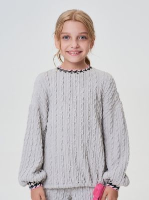 Фото1: картинка 34.116 Джемпер из плетеного трикотажа  с декором, серый Choupette - одевайте детей красиво!