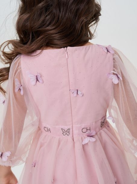 Фото5: картинка 52.116 Платье нарядное с бабочками, пудровый Choupette - одевайте детей красиво!