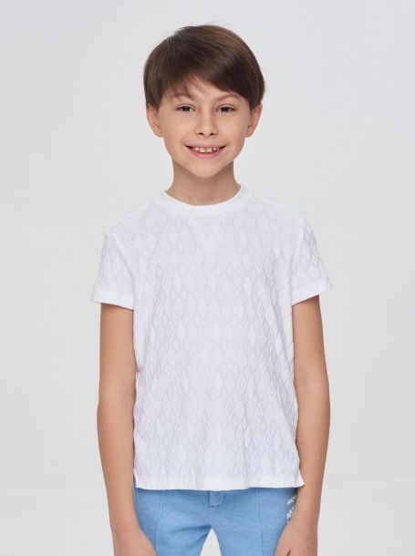 Фото1: Белая нарядная футболка для мальчика