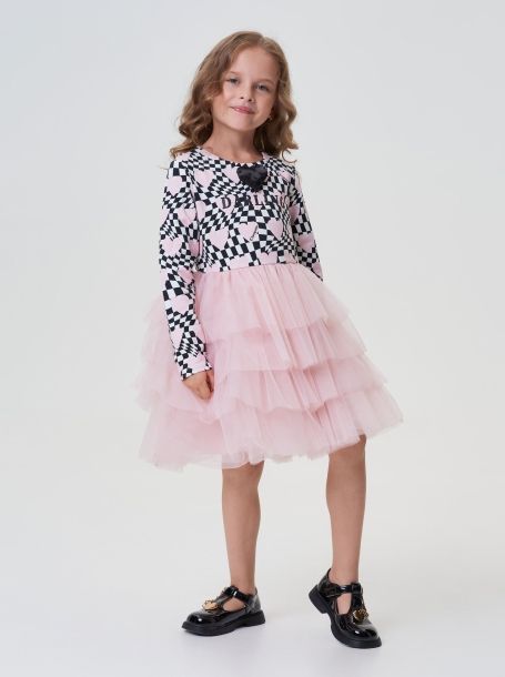 Фото2: картинка 56.116 Платье комбинированное с пышной юбкой, фирменный принт Choupette - одевайте детей красиво!