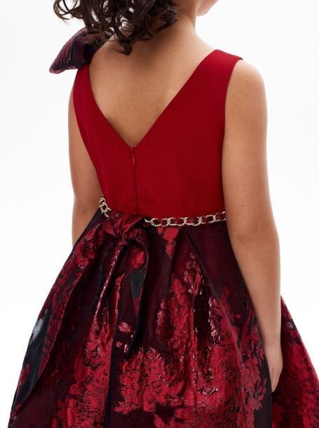 Фото6: картинка 1394.43 Платье нарядное Церемония с пышной юбкой, цепочкой и бантом, красный Choupette - одевайте детей красиво!