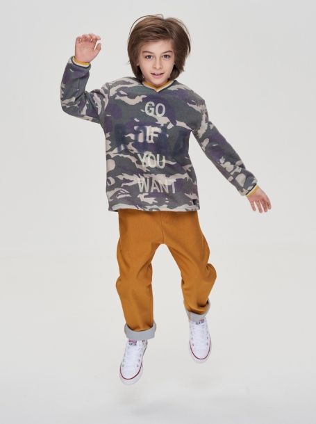 Фото9: картинка 10.107 Джемпер-свитшот с объемным шевроном,  милитари Choupette - одевайте детей красиво!