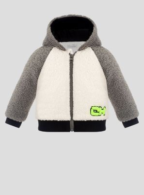 Фото1: картинка 48.119 Куртка из меха с декором, экрю/серый Choupette - одевайте детей красиво!