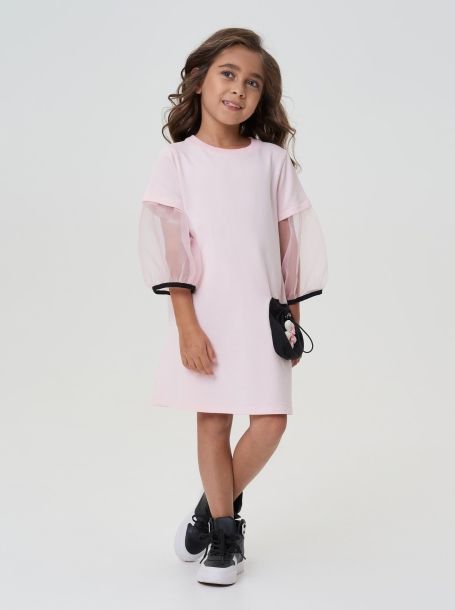 Фото2: картинка 54.116 Платье из футера с объемным декором, розовый Choupette - одевайте детей красиво!