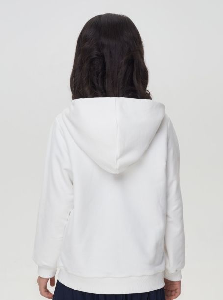 Фото3: картинка 564.31 Куртка-Бомбер из футера с эффектом бран, белый Choupette - одевайте детей красиво!
