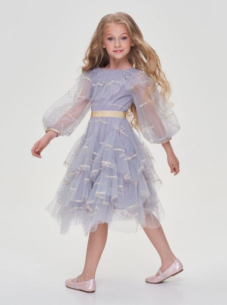 Фото4: картинка 38.108 Платье нарядное из кружевного полотна, голубой Choupette - одевайте детей красиво!