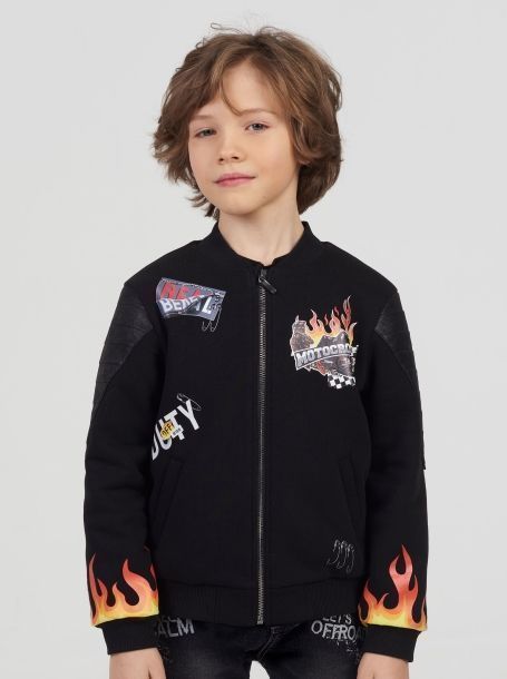 Фото2: Черная куртка бомбер для мальчика