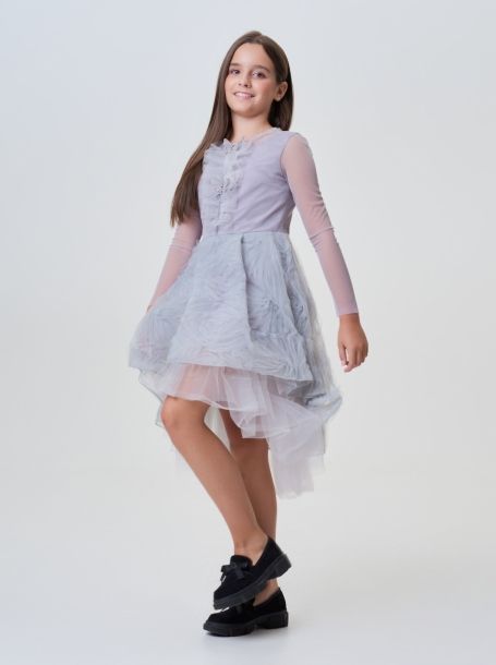 Фото3: картинка 75.116 Платье нарядное из фантазийной ткани, дымчато-серое Choupette - одевайте детей красиво!