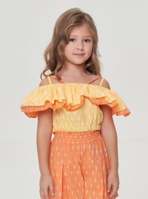 Фото1: картинка 40.120 Топ из хлопка, мелкий принт на желтом Choupette - одевайте детей красиво!