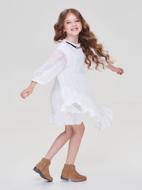 Фото5: картинка 06.108 Платье длинное многоярусное, сливочный Choupette - одевайте детей красиво!