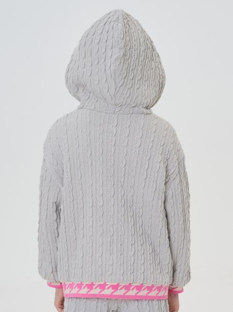 Фото6: картинка 36.116 Куртка-толстовка из плетеного трикотажа  с капюшоном, серый Choupette - одевайте детей красиво!