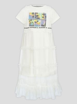 Фото1: картинка 126.100 Платье с принтом,белый Choupette - одевайте детей красиво!