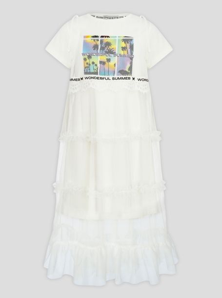 Фото1: картинка 126.100 Платье с принтом,белый Choupette - одевайте детей красиво!