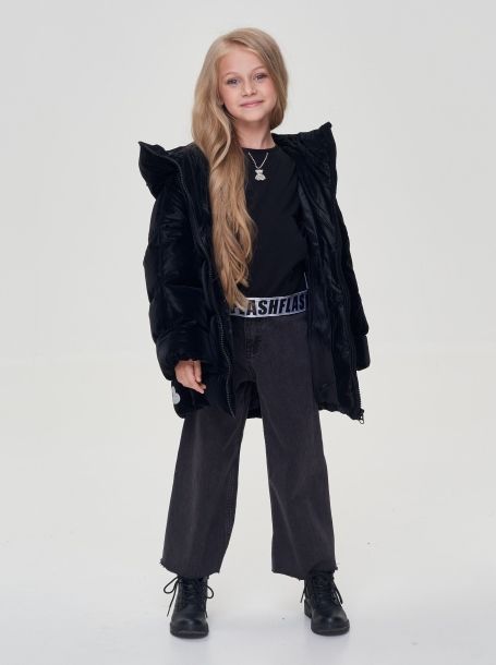 Фото1: картинка 664.1.20 Куртка  объемная с капюшоном (синтепух), черный Choupette - одевайте детей красиво!