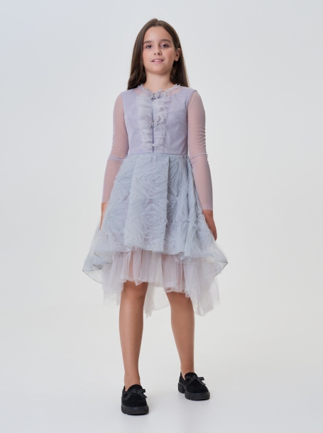 Фото2: картинка 75.116 Платье нарядное из фантазийной ткани, дымчато-серое Choupette - одевайте детей красиво!