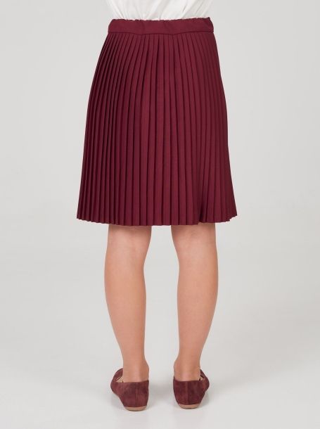 Фото4: Бордовая юбка плиссе с широким поясом
