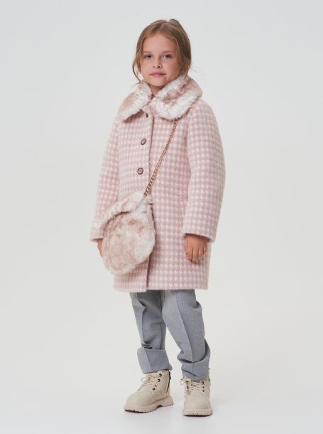 Фото1: картинка 747.20 Пальто меховое с сумочкой, сливочно-розовый Choupette - одевайте детей красиво!