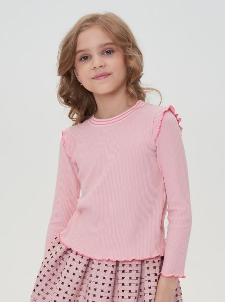 Фото1: картинка 54.114 Блуза из трикотажа Лапша, розовый Choupette - одевайте детей красиво!