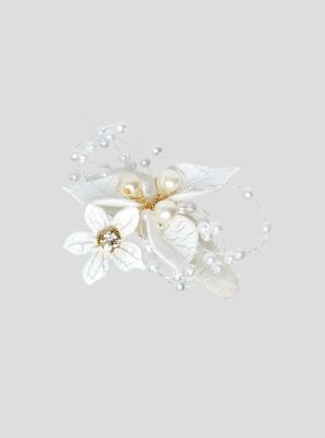 Фото1: картинка 1343.43 Комплект заколок (2 ш) "Церемония" с цветочками,белый Choupette - одевайте детей красиво!