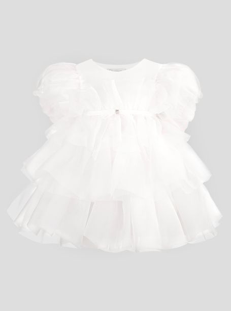 Фото1: картинка 1600.43 Платье нарядное Церемония из органзы Роза, белый Choupette - одевайте детей красиво!