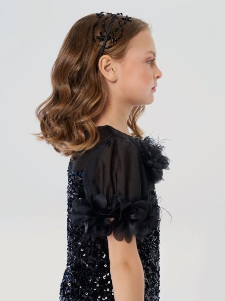 Фото6: картинка 1527.43 Платье нарядное Церемония с пайетками и цветами, черный Choupette - одевайте детей красиво!