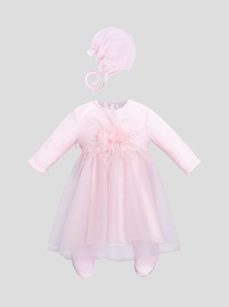 Фото1: Розовое платье с чепчиком