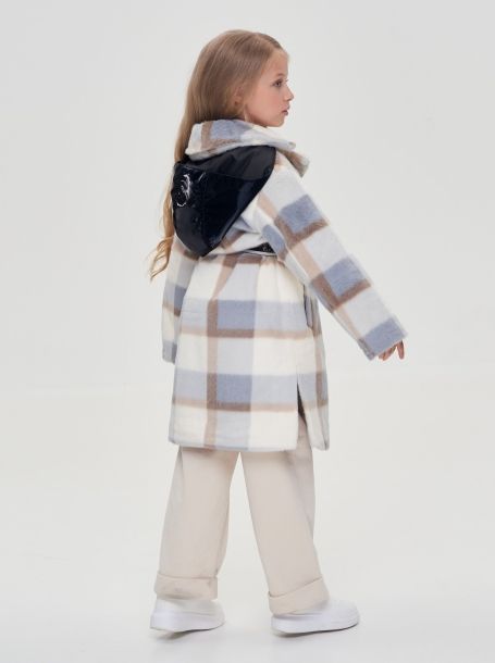 Фото7: картинка 688.20 Пальто с поясом, клетка, серый\экрю Choupette - одевайте детей красиво!