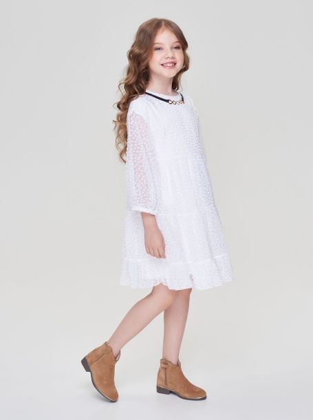 Фото3: картинка 06.108 Платье длинное многоярусное, сливочный Choupette - одевайте детей красиво!