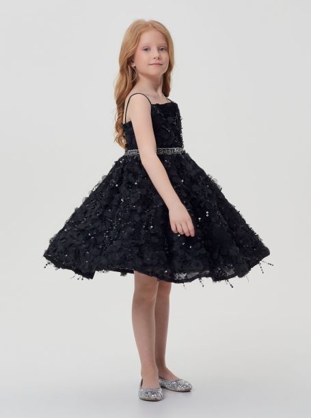 Фото4: картинка 1568.43 Платье Церемония из кружевной ткани с пайетками, черный блеск Choupette - одевайте детей красиво!