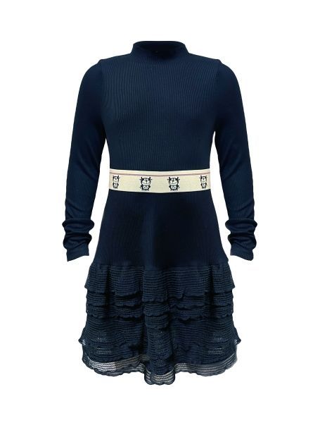 Фото1: картинка 39.116 Платье комбинированное из трикотажа "Лапша", черный Choupette - одевайте детей красиво!