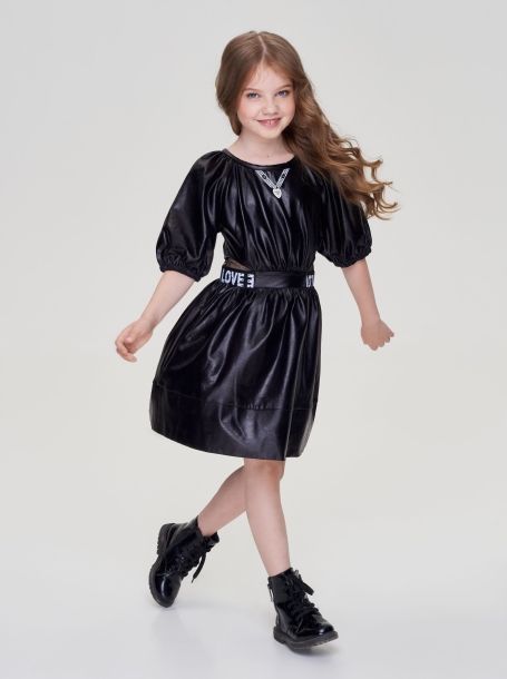 Фото4: картинка 70.108 Платье оригинального кроя с тесьмой, чёрный Choupette - одевайте детей красиво!