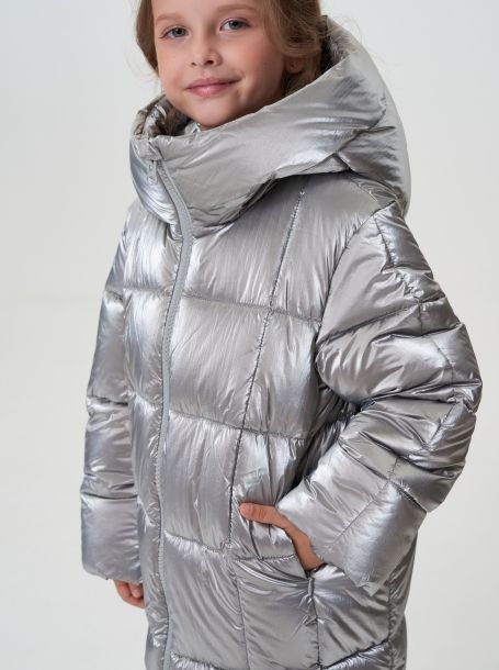 Фото6: картинка 664.6.20 Куртка  объемная с капюшоном (синтепух), серебро антик Choupette - одевайте детей красиво!