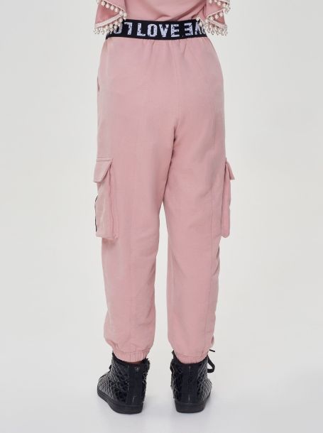 Фото4: картинка 30.108 Брюки-карго трикотажные, розовый Choupette - одевайте детей красиво!