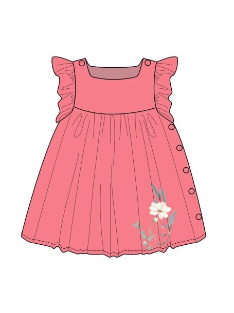 Фото1: картинка 54.112 Платье с оборками, коралл Choupette - одевайте детей красиво!
