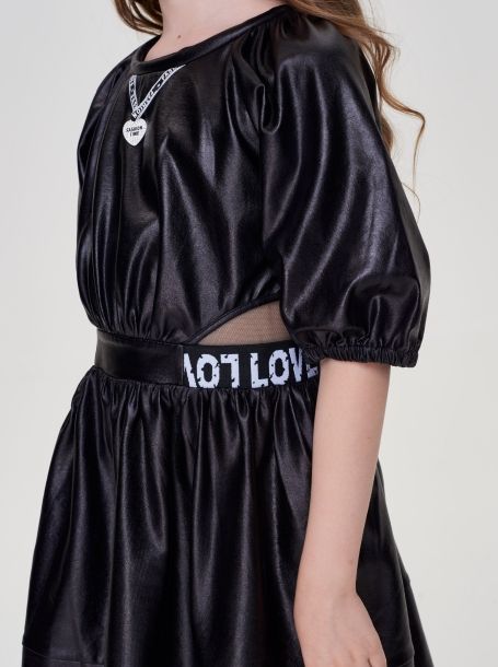 Фото8: картинка 70.108 Платье оригинального кроя с тесьмой, чёрный Choupette - одевайте детей красиво!