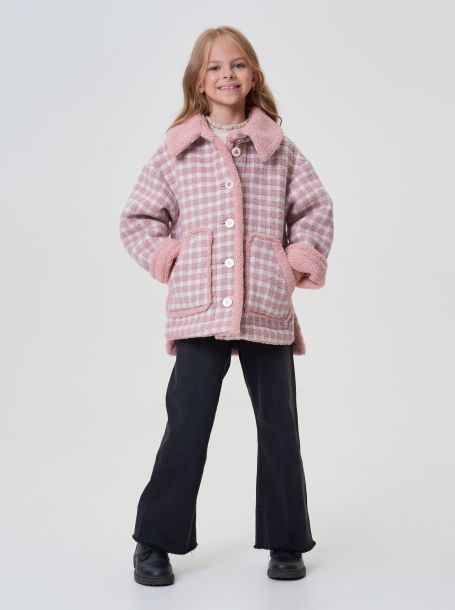 Фото3: картинка 750.20 Куртка под дубленку, розовая клетка Choupette - одевайте детей красиво!