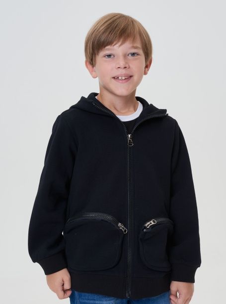 Фото1: картинка 34.117 Джемпер-ХУДИ с принтом, черный Choupette - одевайте детей красиво!