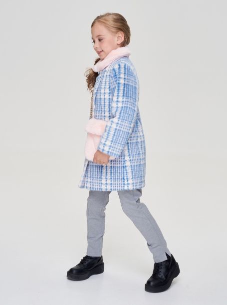 Фото3: картинка 691.20 Пальто на синтепоне с меховой сумочкой, сливочно-голубой Choupette - одевайте детей красиво!