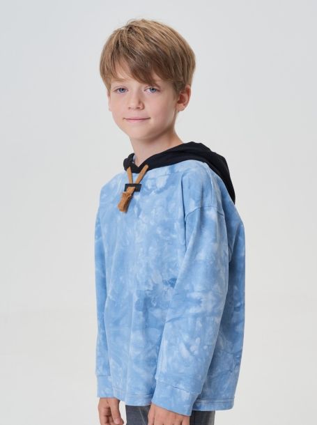 Фото3: картинка 15.115 Джемпер-ХУДИ трикотажный, серо/голубой Тай-Дай Choupette - одевайте детей красиво!