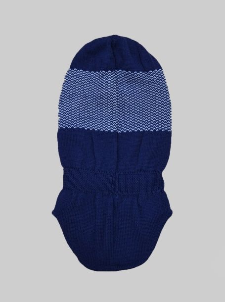 Фото2: Теплая синяя шапка с шерстяным помпоном